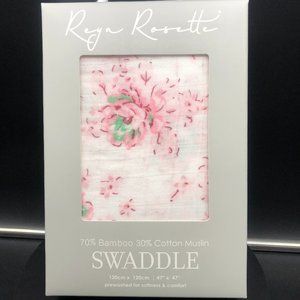 Reya Rosette Bamboo Muslin Baby Swaddle - Rose In Bloom Brand NEW!!